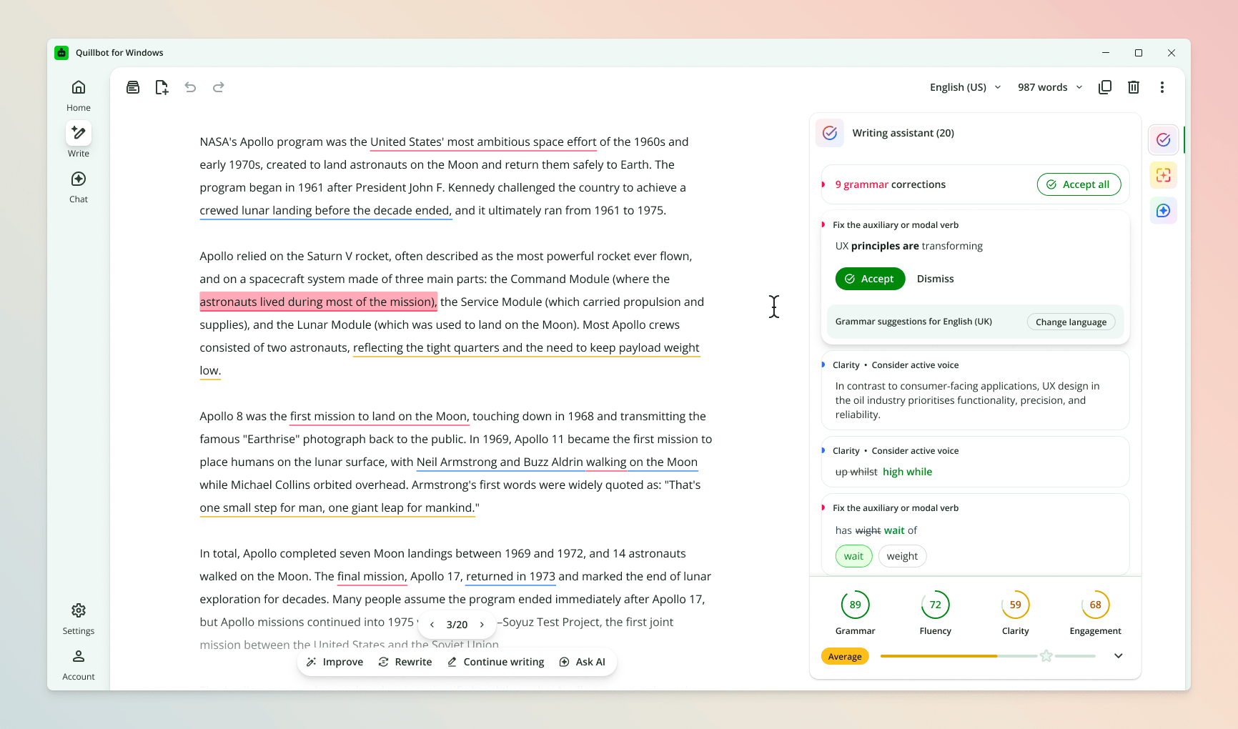 Design for native Quillbot Windows app